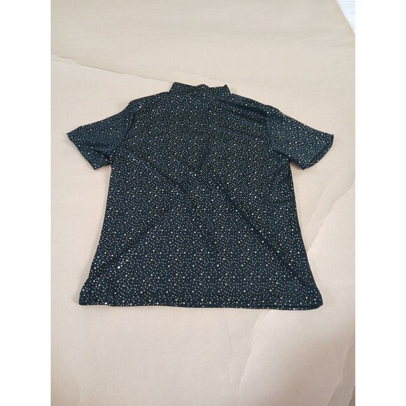 Vintage SMU Design Shirt Womens M Mock Neck Black & Gold Short Sleeve - Picture 6 of 7